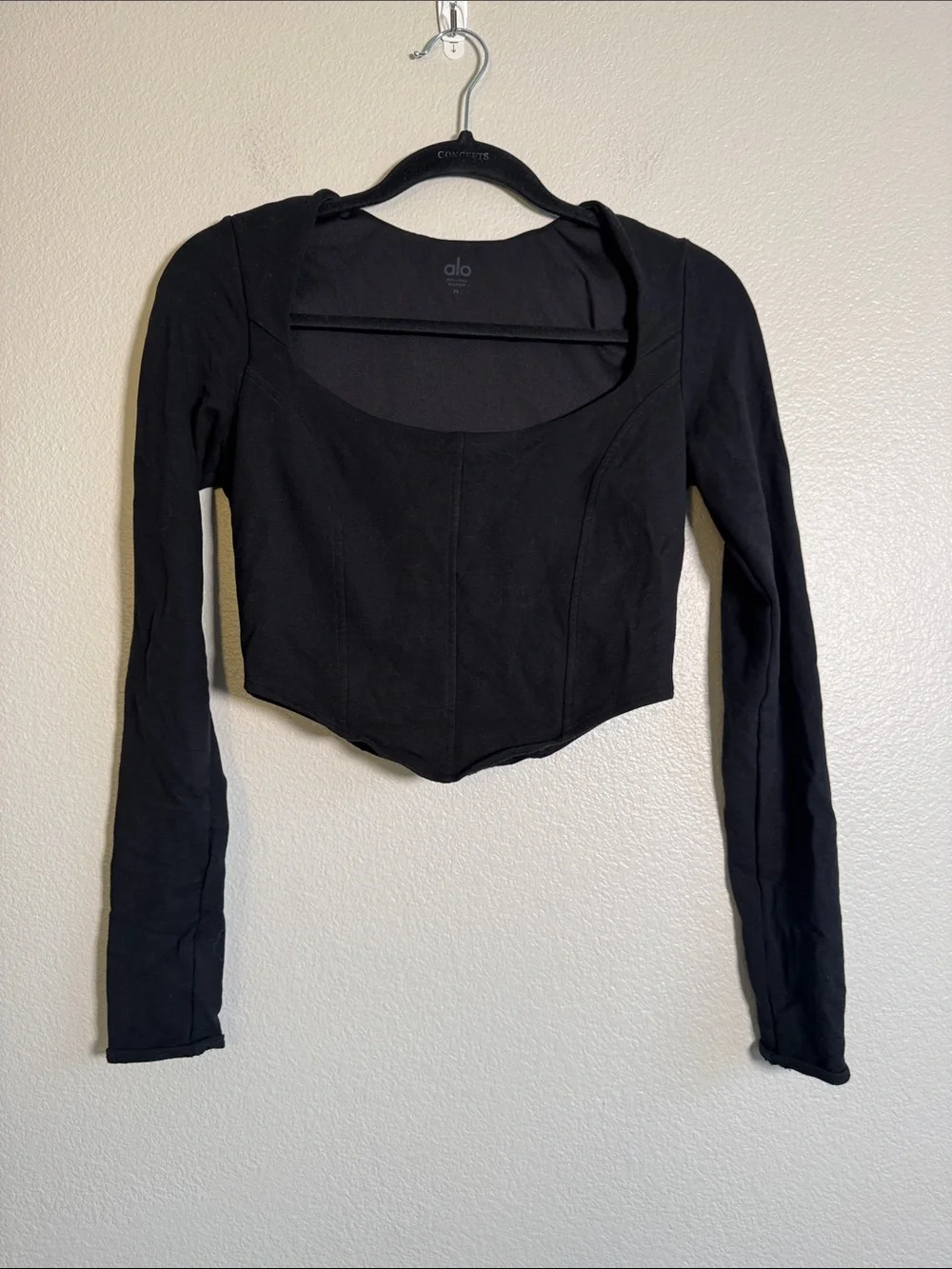 ALO Yoga Soft Sculpt Long Sleeve Corset Top in Black - M